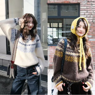 北欧童话 2025SS 两色费尔岛撞色马海毛毛衣 STUDIO Tetu