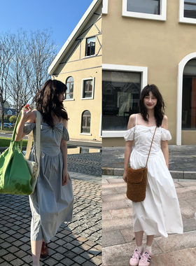 Tetu STUDIO2024SS【折扣7折] 两色立体裁剪蝴蝶结设计吊带连衣裙