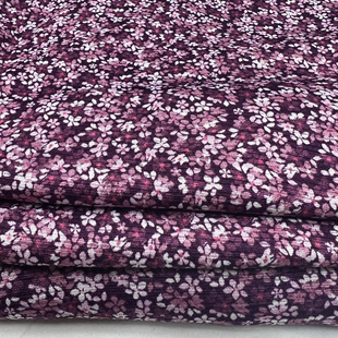 针织印花布料 薄款小碎花紫红柔软弹力春夏上衣连衣裙舞蹈服面料