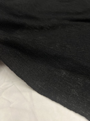针织布料竹节麻纱针织 黑色纯色春夏时装毛衣T恤衫服装手工面料