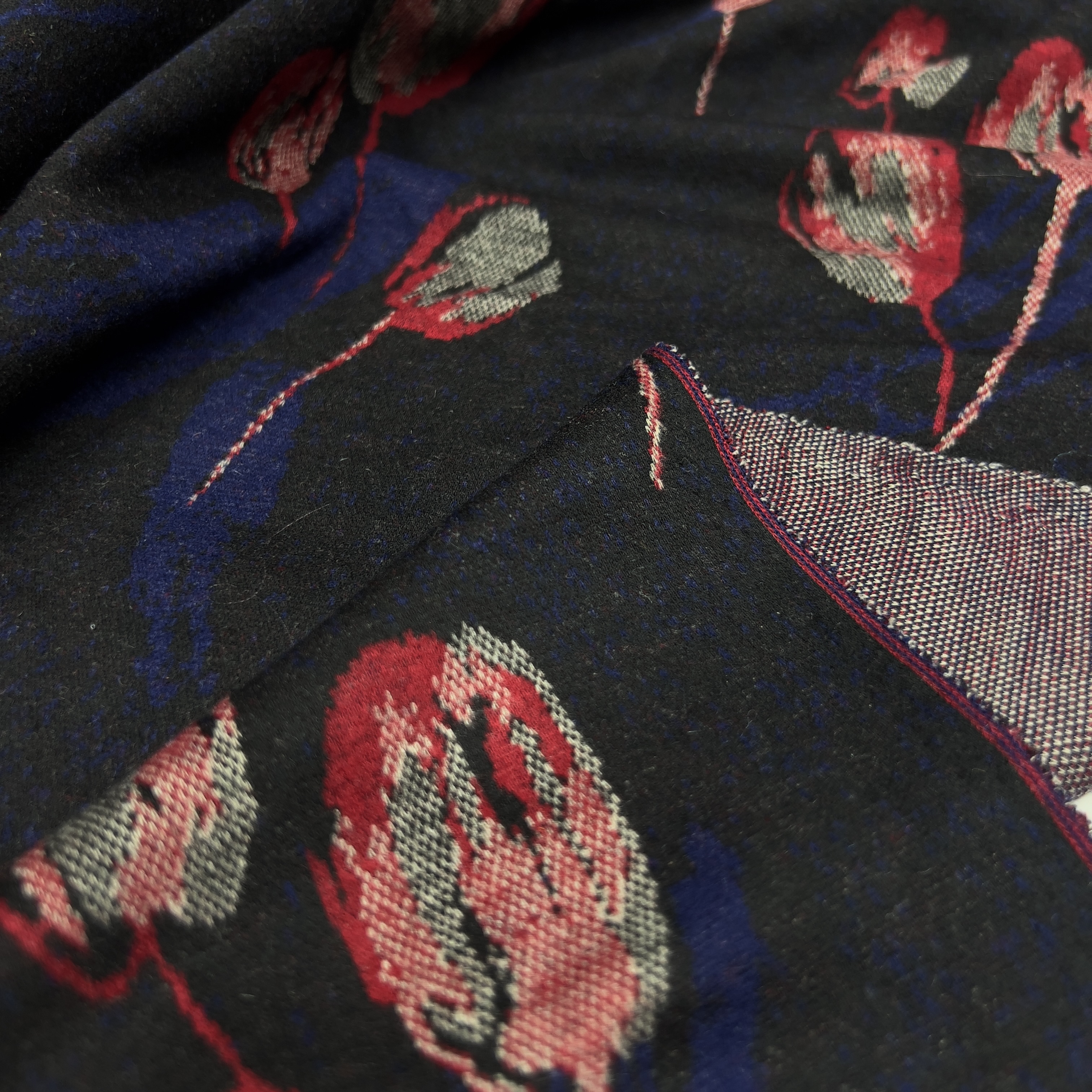 针织提花布料 弹力毛线郁金香春秋款打底连衣裙旗袍服装手工面料