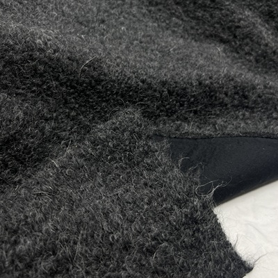 进口羊驼绒大衣布料 圈圈长毛深灰色秋冬毛呢外套大衣服装面料