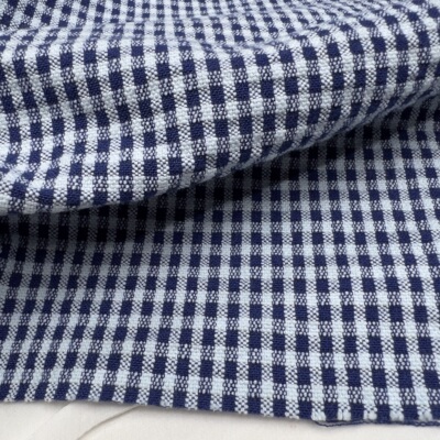进口棉色织布料 蓝格子小方格子复古裤子连衣裙服装手工DIY面料
