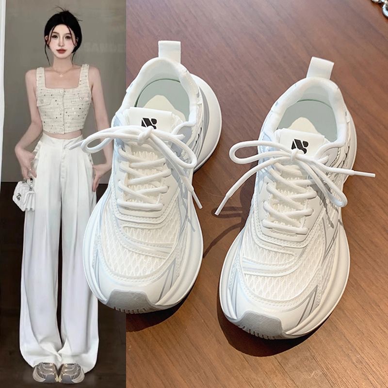 运动鞋女鞋子2025新款爆款春季透气网面鞋厚底轻便跑步休闲老爹鞋