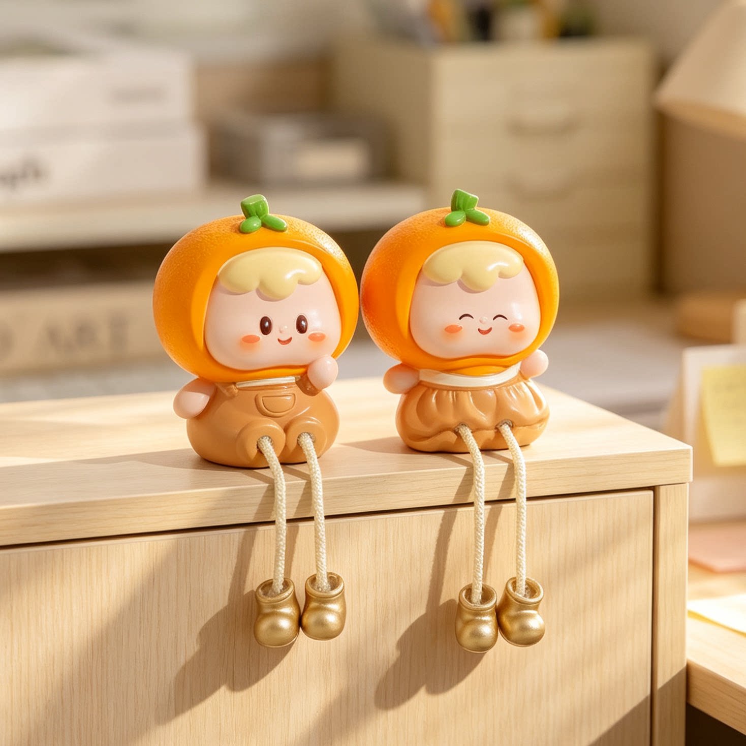 创意橙子吊脚娃娃小摆件装饰品
