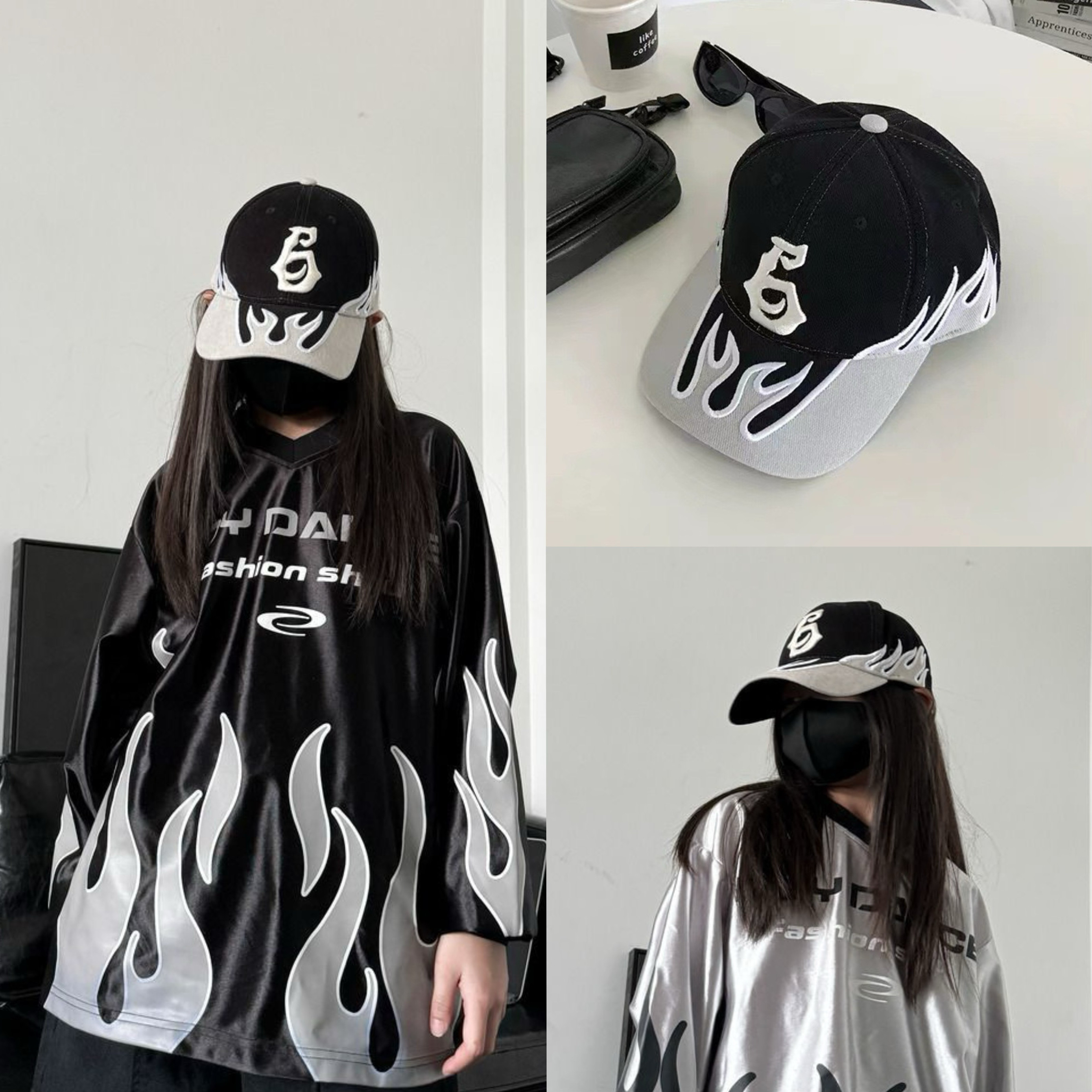 街舞火焰小众潮牌美式男女童鸭舌帽时尚爵士显脸小防晒棒球帽潮酷