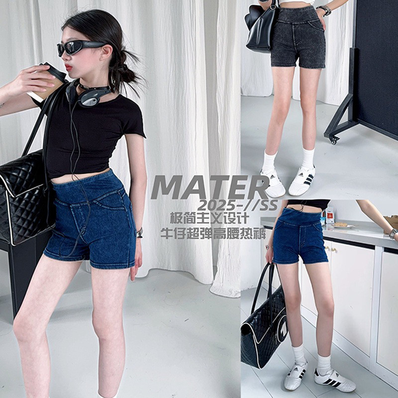 韩系舞服女童瑜伽服套装2025新修身高腰弹力短裤时尚紧身骑行热裤图片