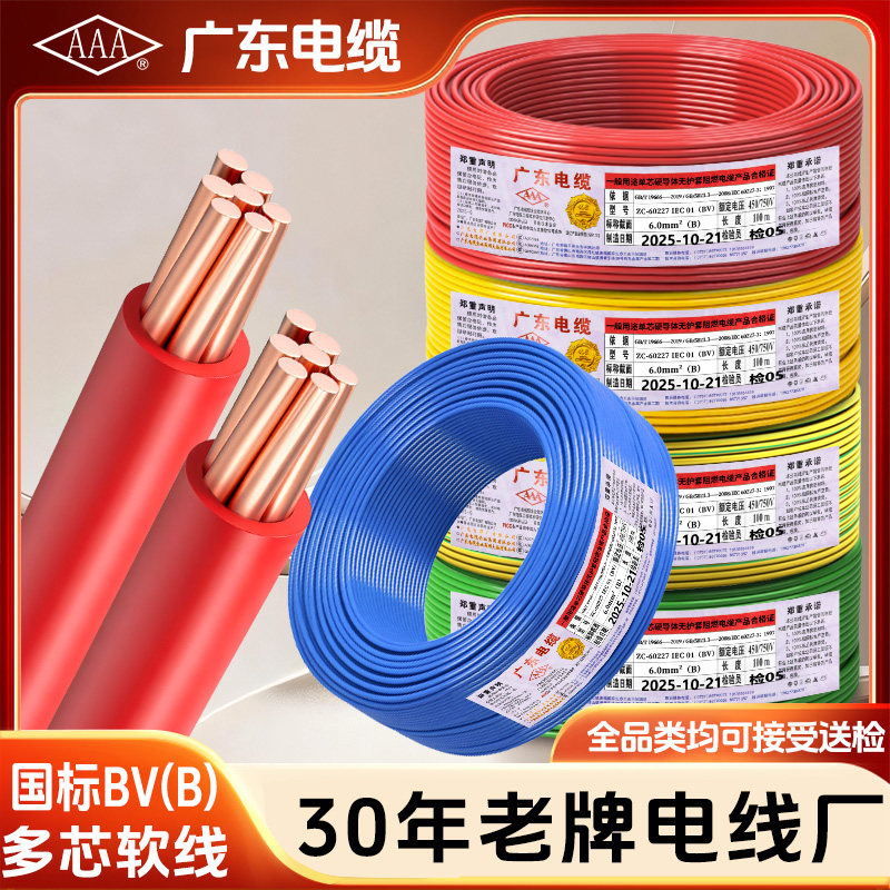 广东电缆AAA牌国标ZC-BV(B)电线