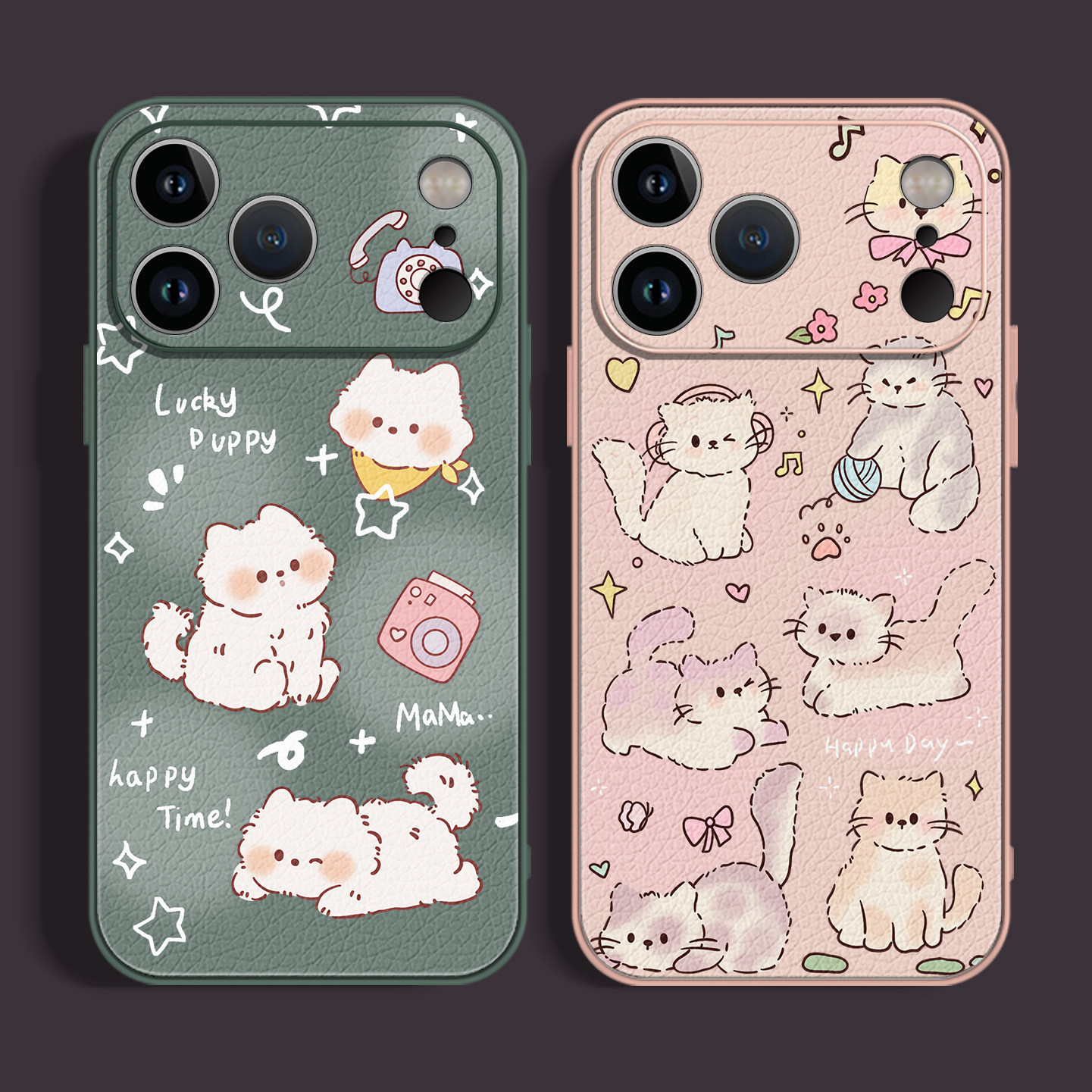 情侣猫狗iPhone小米17promax苹果16任意机型15手机壳pura70华为mate80荣耀vivox300磨砂皮oppox9一加iqoonova