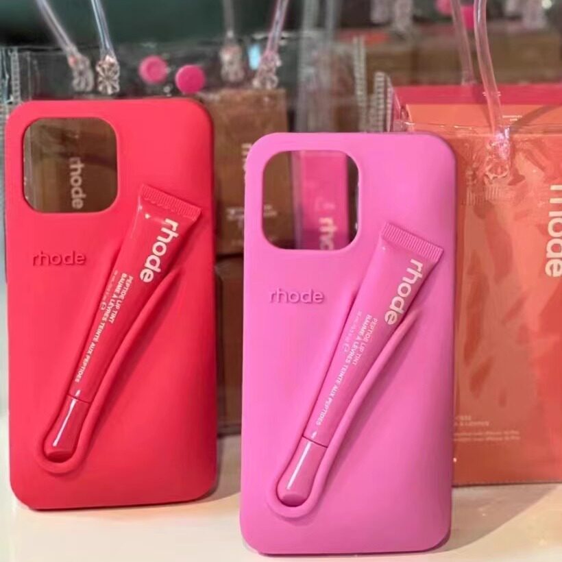 代购rhde case 海莉Hailey 肯豆同款唇釉适用iphone15/14/13pormax唇膏手机壳硅胶苹果12