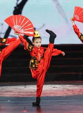 小荷风采赵钱孙李精忠报国扇趣表演演出服转舞蹈道具红色功夫扇子