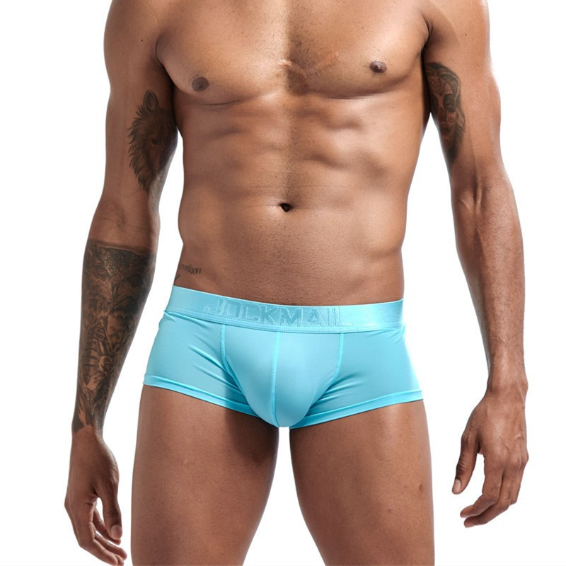 JOCKMAIL 潮牌男士内裤U凸宽腰带半透明超薄无痕锦纶性感平角裤男