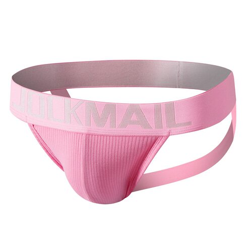 JOCKMAIL 男士内裤U凸囊袋丁字裤舒适坑条棉性感低腰透气双丁裤