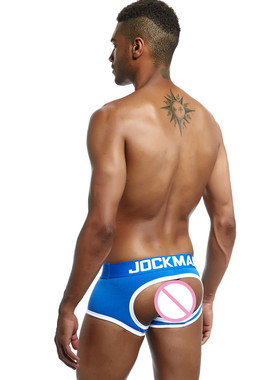 JOCKMAIL 男士内裤U凸囊袋性感后开口露臀露屁股镂空情趣平角裤男