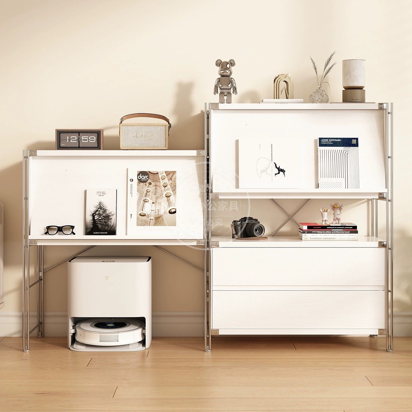 包豪斯杂志柜白色落地置物柜书柜多功能翻门柜沙发边柜储物收纳柜,收纳整理,收纳柜,淘宝优惠券,粉丝福利购,淘宝优惠卷