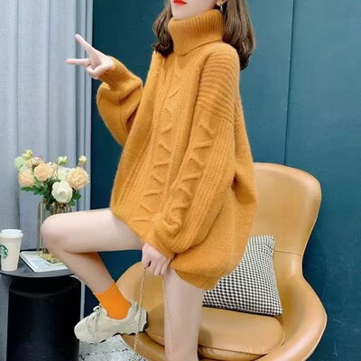 慵懒风韩版宽松软糯加厚高领毛衣