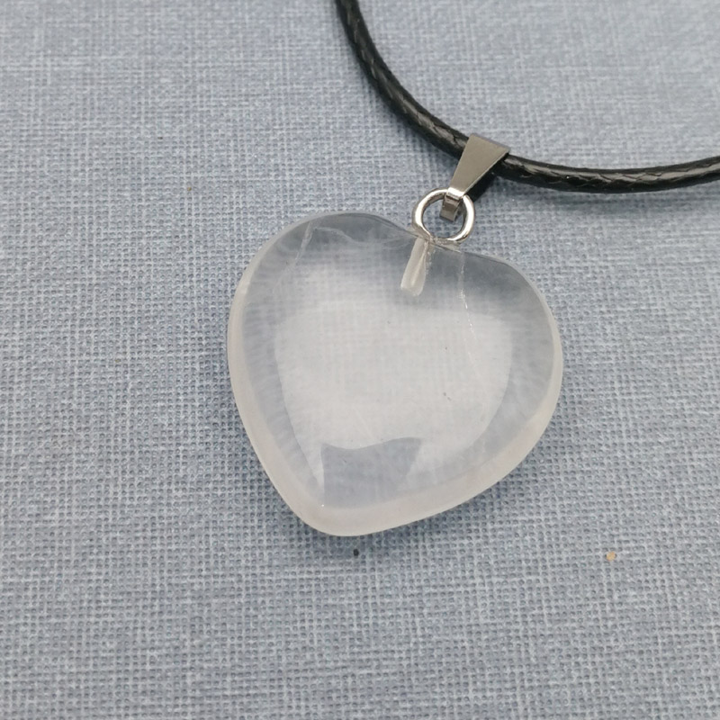欧美天然桃心水晶项链能量吊坠