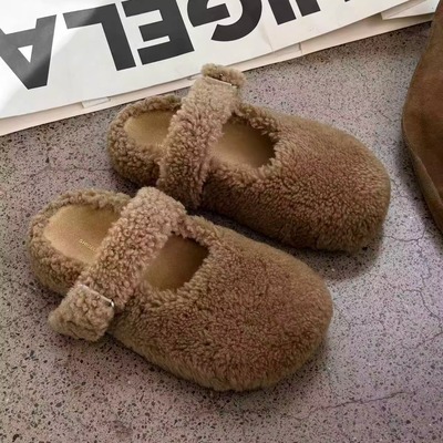 诗歌兰2025冬季厚底加绒勃肯半拖