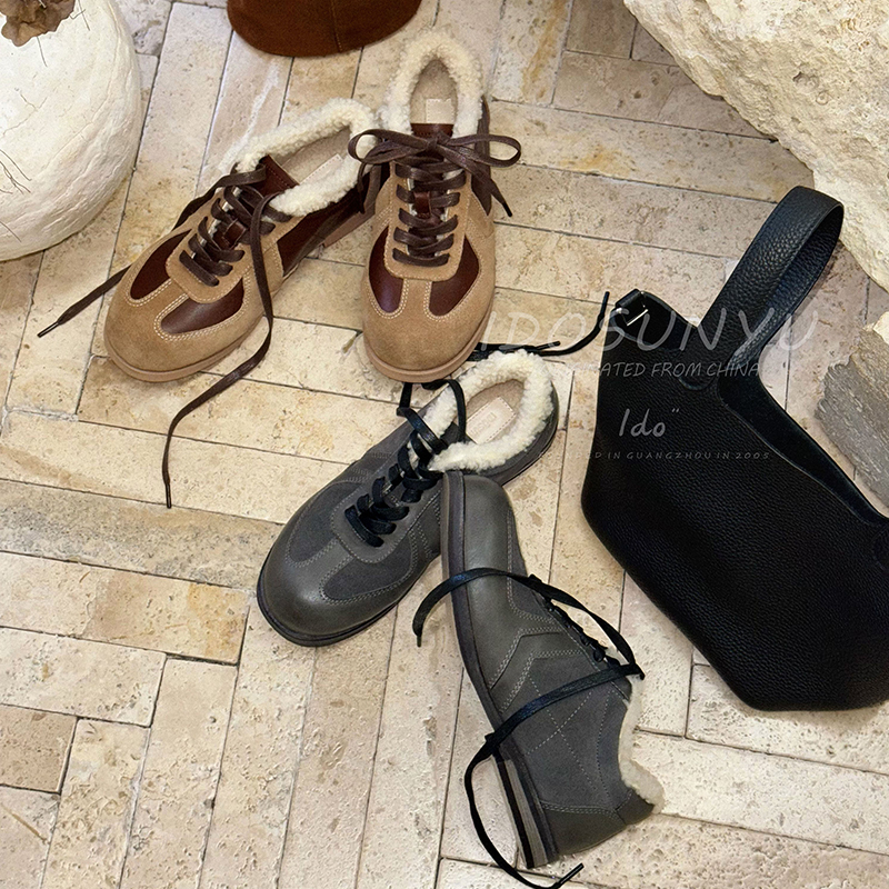 ido加绒德训鞋女真皮休闲运动鞋