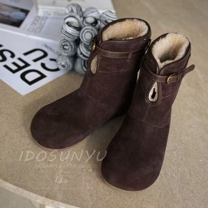 ido欧货真皮加绒保暖雪地靴女