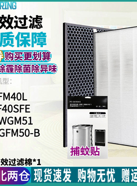 适配夏普空气净化器FU-WGM51/GFM50-B FP-FM40L FZ-F40SFE过滤网