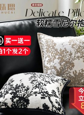 买一送一】简约毛绒雪尼尔抱枕套