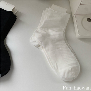 薄款 黑袜子jk白袜子女夏季 透气堆堆速干纯色中短袜女 haowan fun