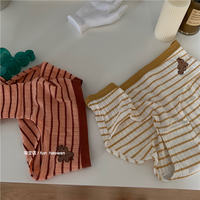 软糯小熊熊/条纹复古小奶熊内裤女生可爱包臀柔软莫代尔三角学生,女士内衣/男士内衣/家居服,女三角裤,淘宝优惠券,粉丝福利购,淘宝优惠卷