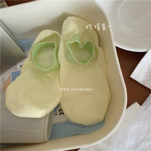不闷热~清爽色系夏日船袜