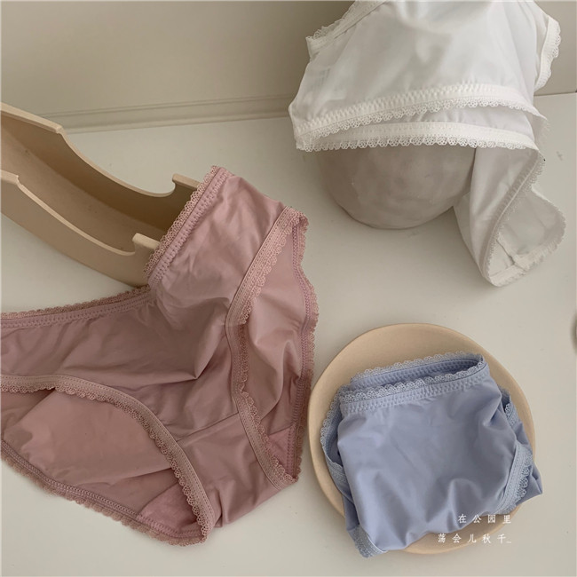 夏日计划】好穿舒服（滑滑的）冰丝小白白/小粉/小蓝牛奶丝内裤女