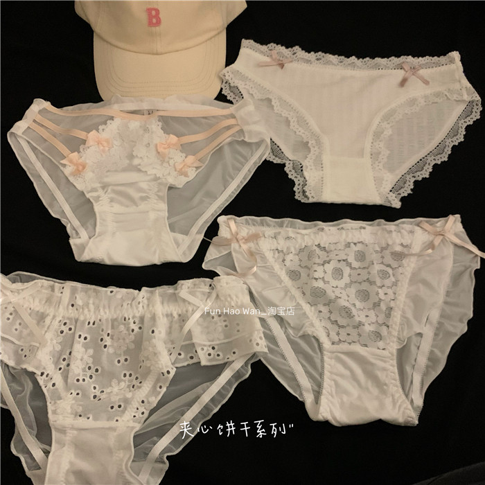 夹心饼干系列~粉白配色 温柔又甜欲 中低腰纯棉底档 女士包臀内裤