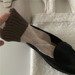 燕麦奶茶/ 森森软软的秋冬 无骨袜头 糯唧唧羊毛袜 保暖女袜日杂