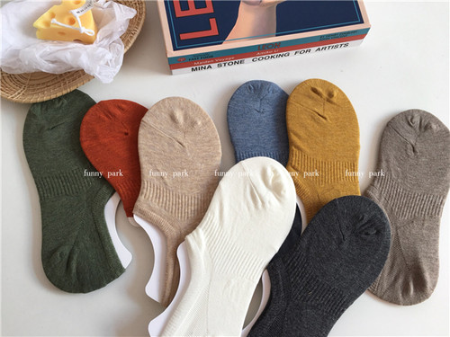 彩色好穿不掉跟抗起球3件船袜