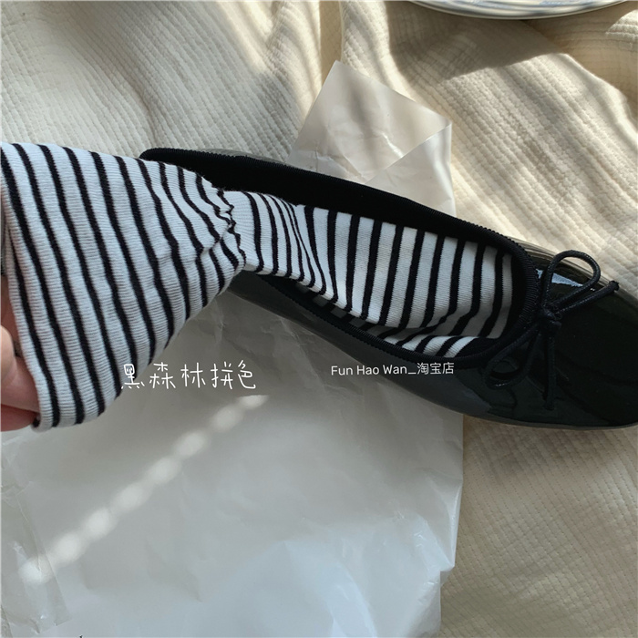 复古系~无骨袜头 松口防勒袜子四季款 黑森林/海盐蓝拼黑条女袜