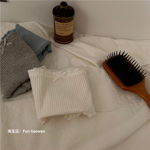 有大码的可以穿到150斤~好穿推荐 竖纹纯色内裤女中腰少女三角裤 - 封面