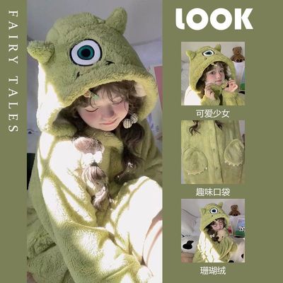 儿童秋冬季珊瑚绒睡衣加绒加厚