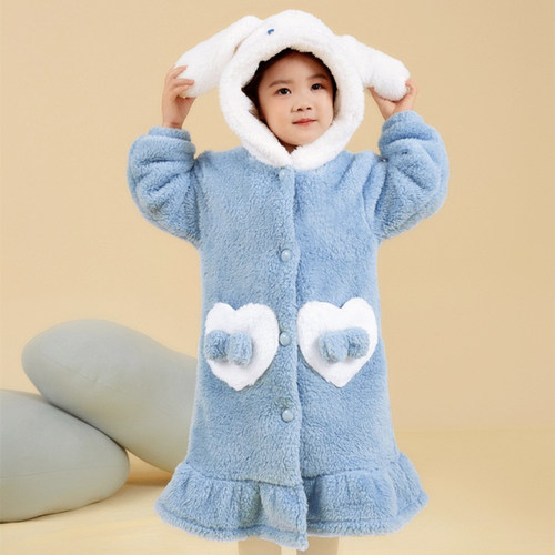 儿童玉桂狗女童加绒加厚加长睡袍