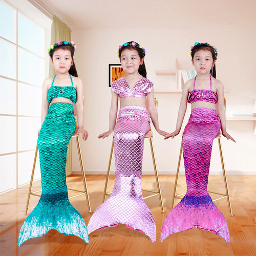 女童美人鱼尾巴泳衣女孩游泳装