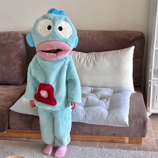 丑萌搞怪网红小丑鱼睡衣儿童珊瑚绒家居服套装冬季宝宝萌趣居家服