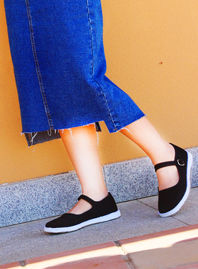 内联升布鞋女鞋低帮平底单鞋老北京手工千层底礼服呢布鞋8627A