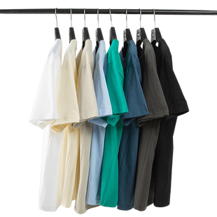 美式220g重磅纯棉短袖t恤男圆领宽松男纯白色打底衫男士夏季半袖