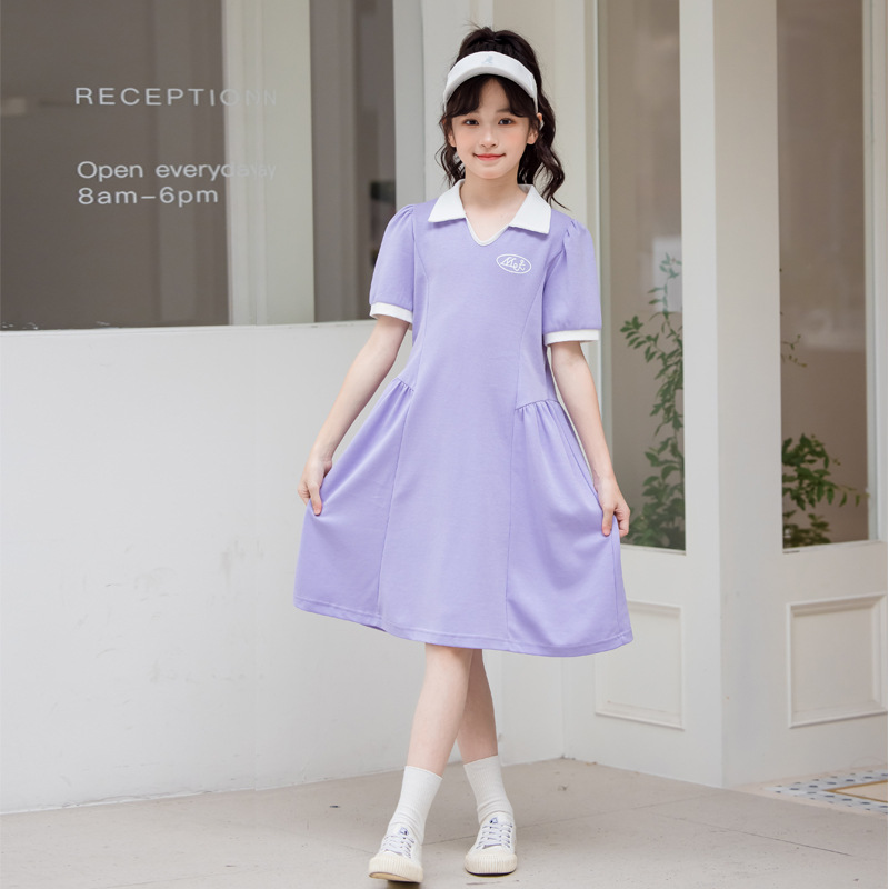 女童运动Polo连衣裙夏天短袖
