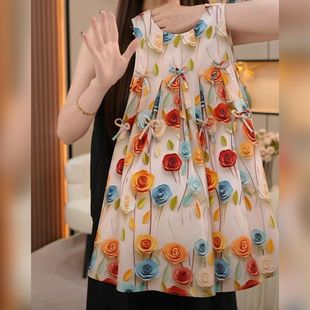 海边度假连衣裙高级感女童初中生小个子夏装 吊带公主 新款 中大童装