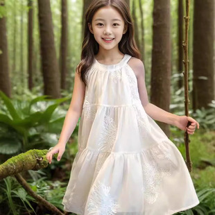 吊带夏装 海边度假连衣裙高级感女童初中生小个子新款 儿童洋气公主