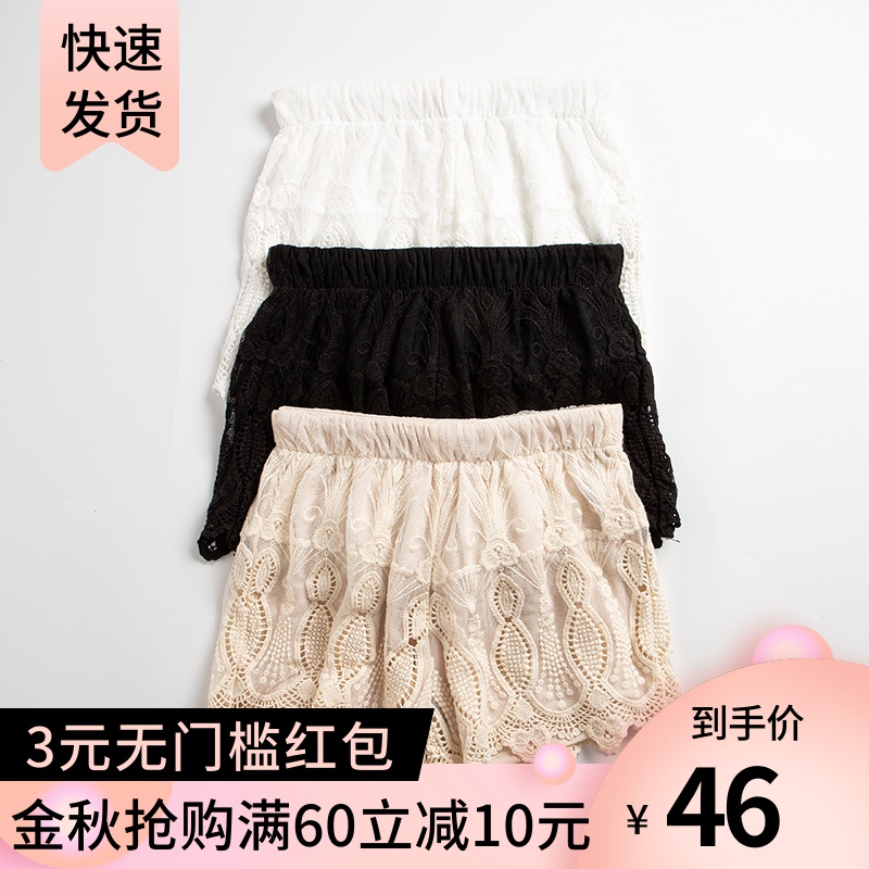 蕾丝安全裤女防走光可外穿夏季薄款三分裤保险裤宽松透气打底短裤限99999张券