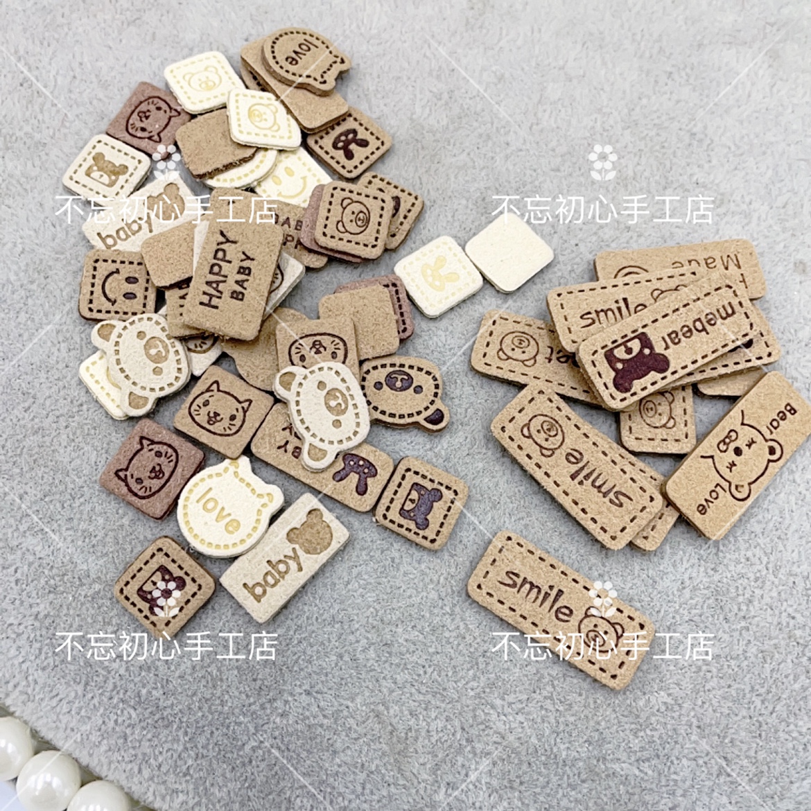 压花麂皮绒小皮标diy手工发圈