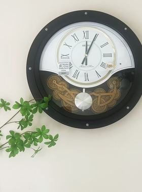 日本精工SEIKO音乐欧式施华洛水晶挂钟轻奢客厅静音钟表QXM617