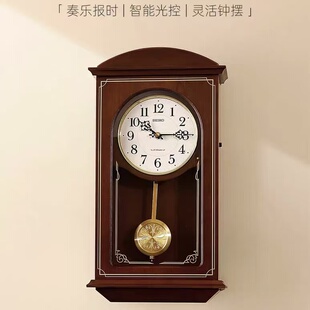 SEIKO精工音乐钟经典中式复古钟摆报时客厅家用墙壁挂钟