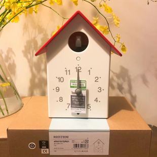 日本丽声RHYTHM座挂两用布谷鸟咕咕钟光控报时日式环保树脂台挂钟