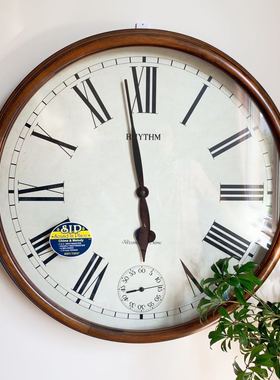 日本RHYTHM丽声欧式实木豪华挂钟客厅欧式复古典音乐报时CMH721